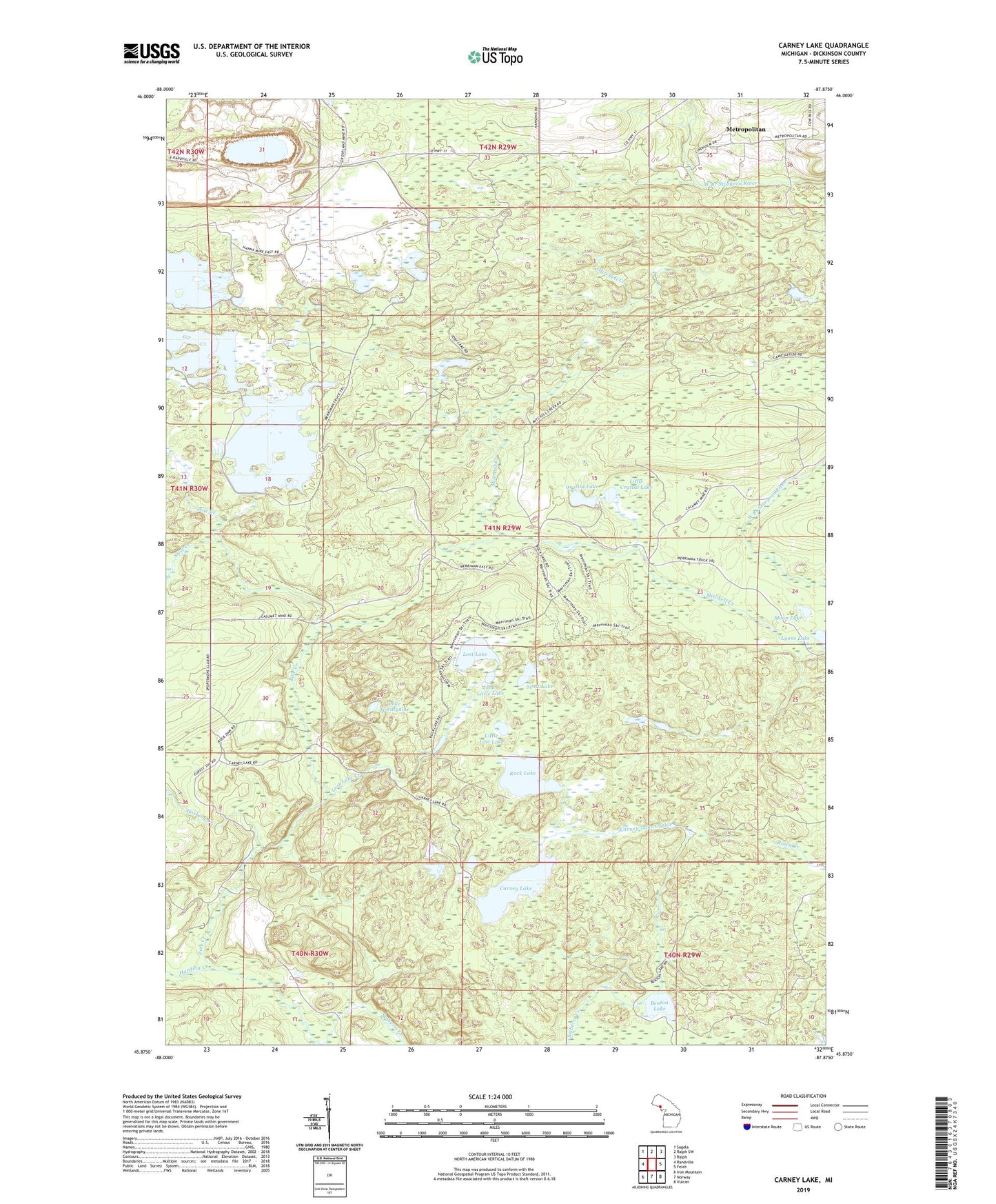 Carney Lake Michigan US Topo Map Image