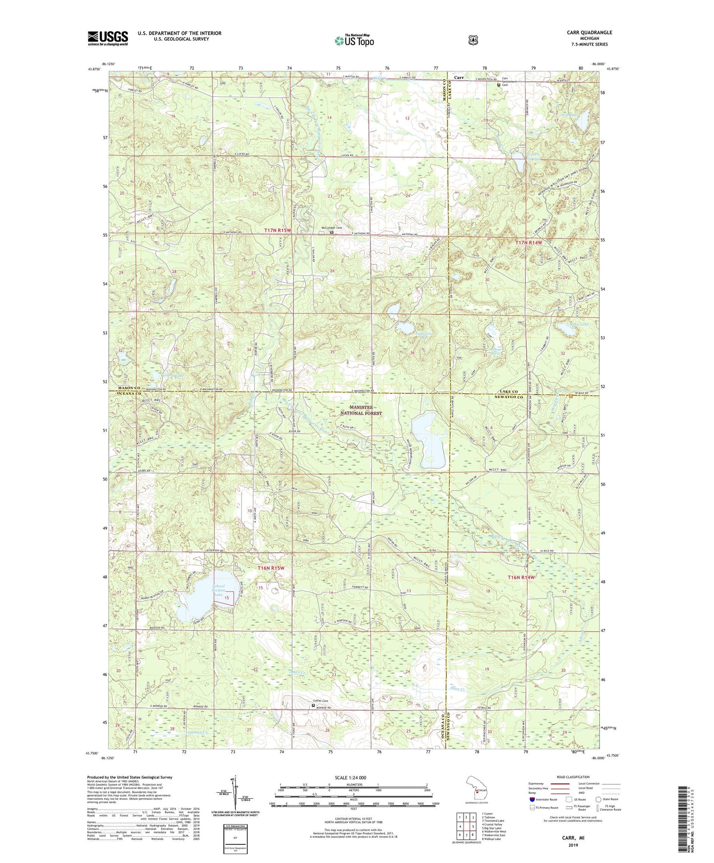 Carr Michigan US Topo Map Image