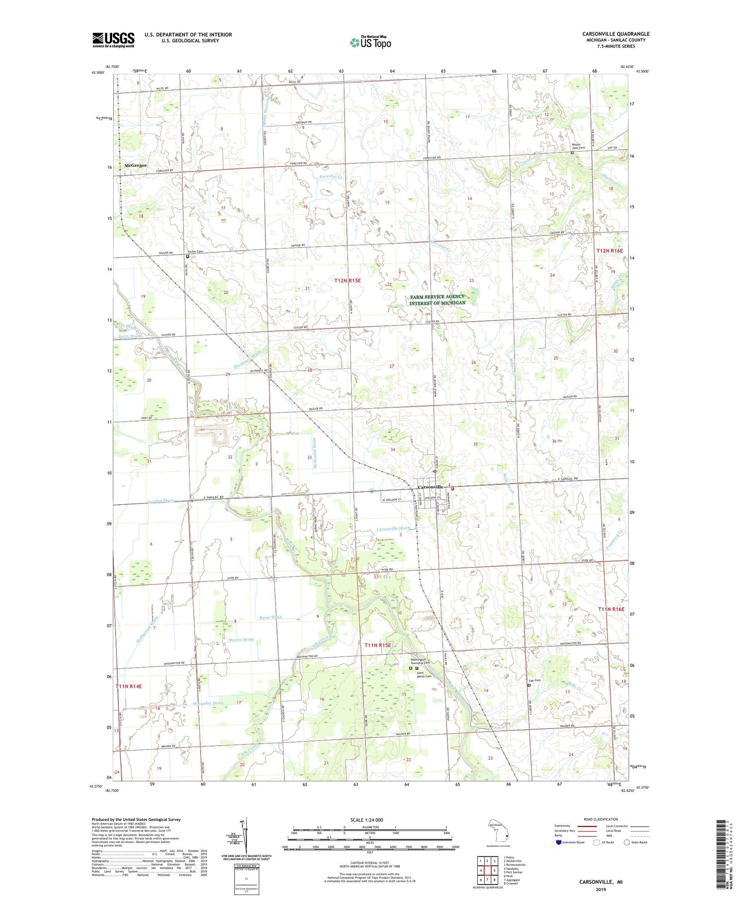 Carsonville Michigan US Topo Map Image