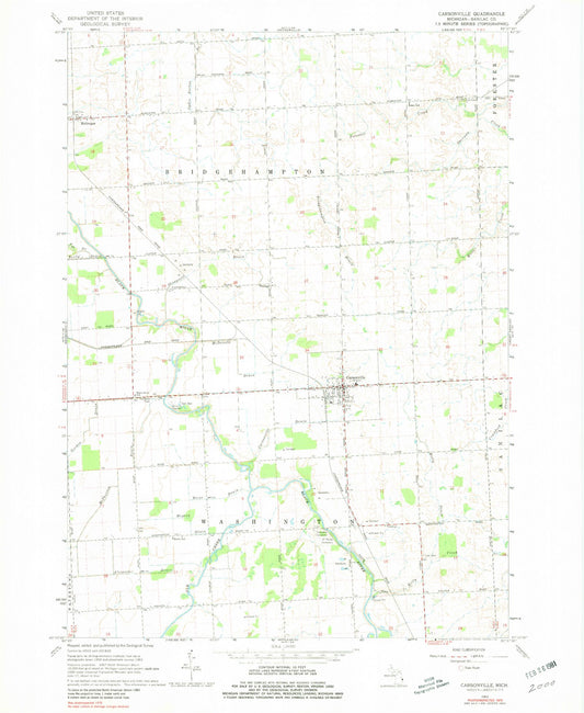 Classic USGS Carsonville Michigan 7.5'x7.5' Topo Map Image
