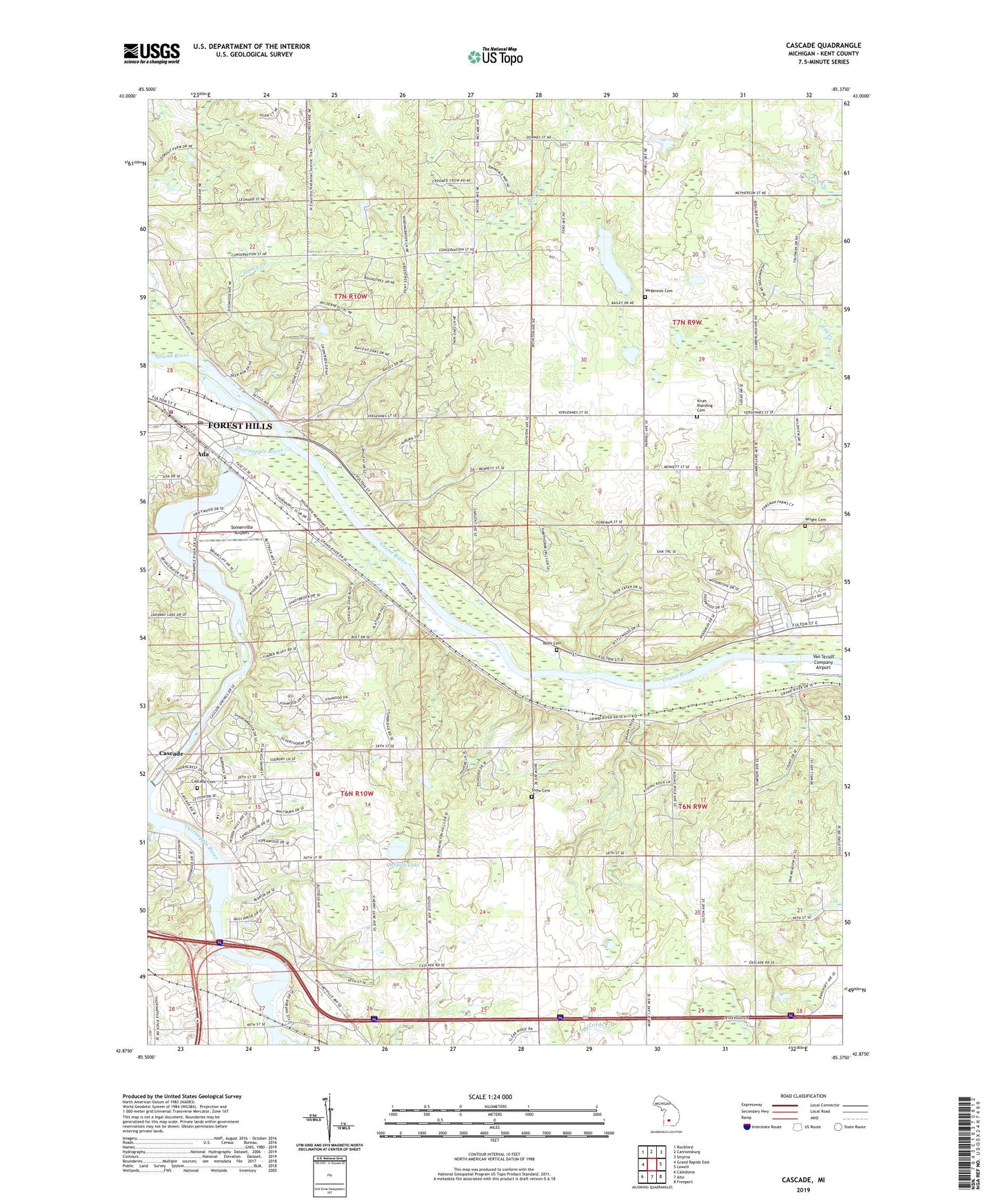 Cascade Michigan US Topo Map Image