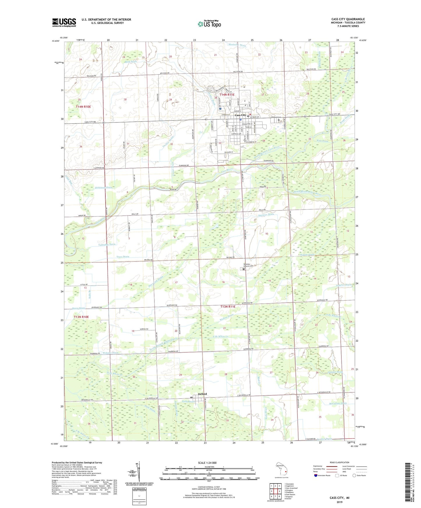 Cass City Michigan US Topo Map Image