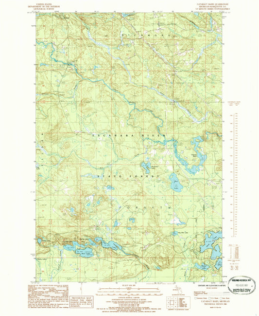 Classic USGS Cataract Basin Michigan 7.5'x7.5' Topo Map Image