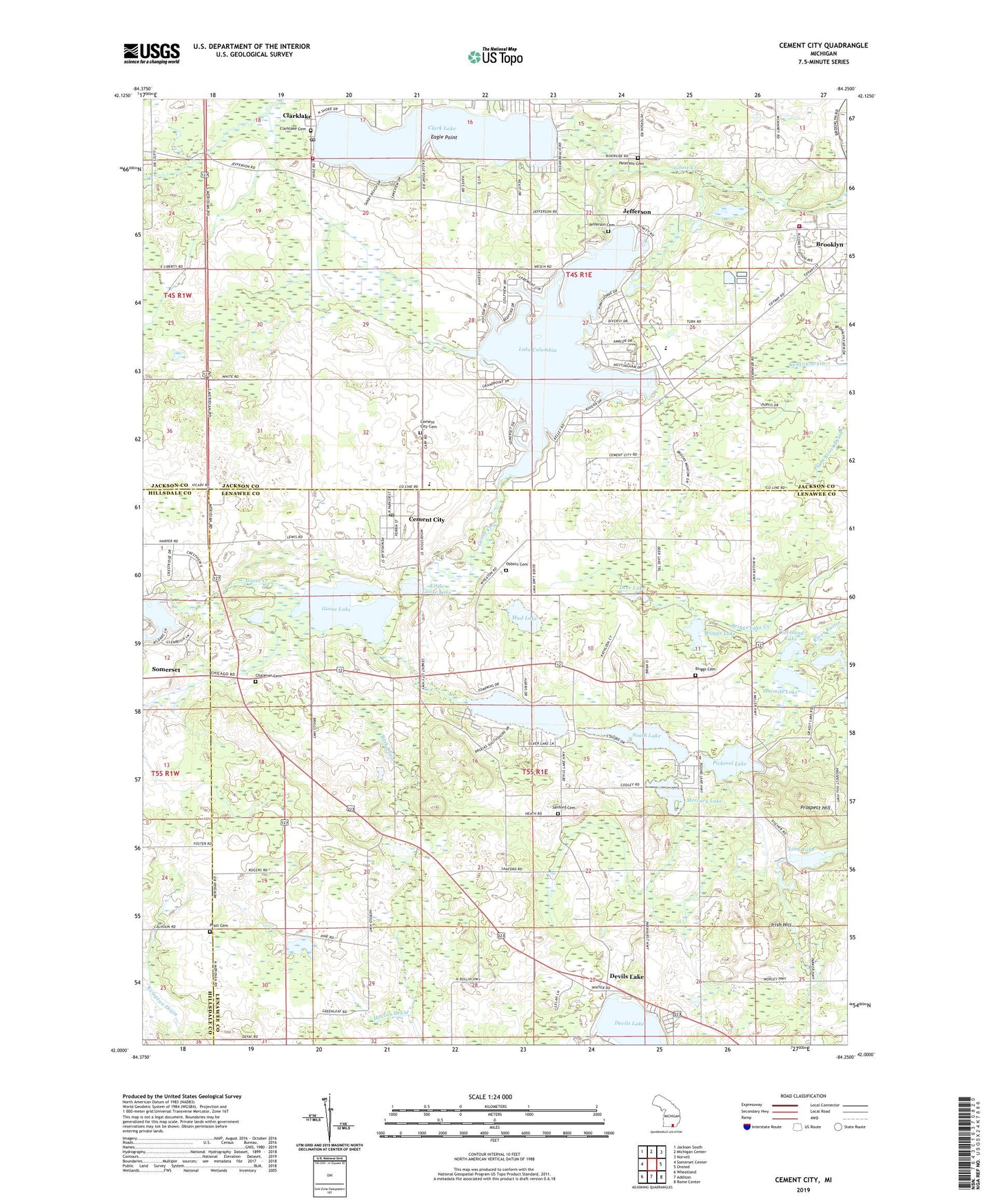 Cement City Michigan US Topo Map Image