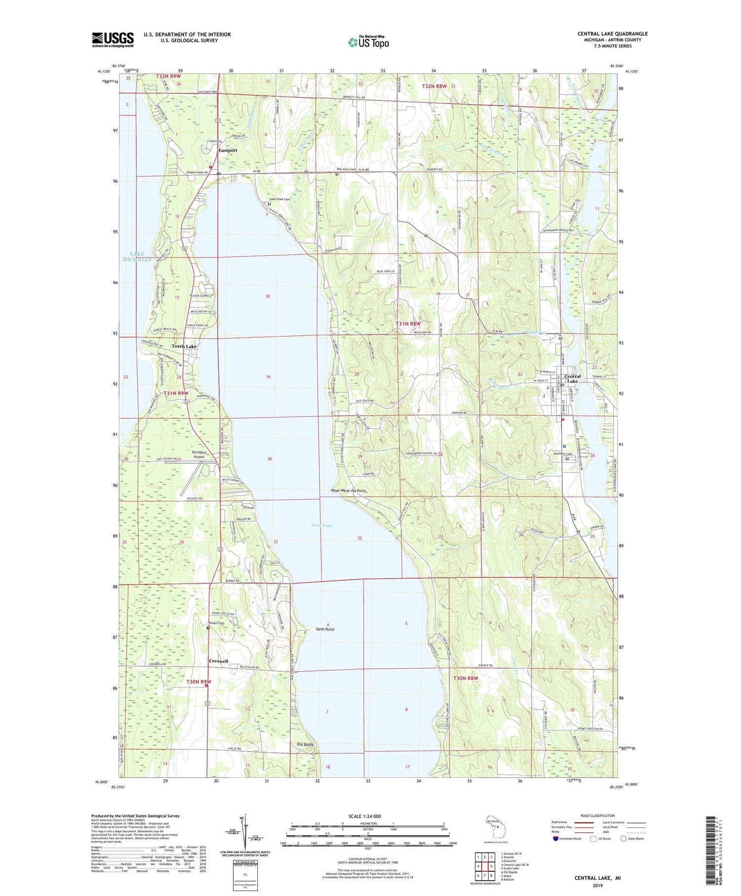 Central Lake Michigan US Topo Map Image