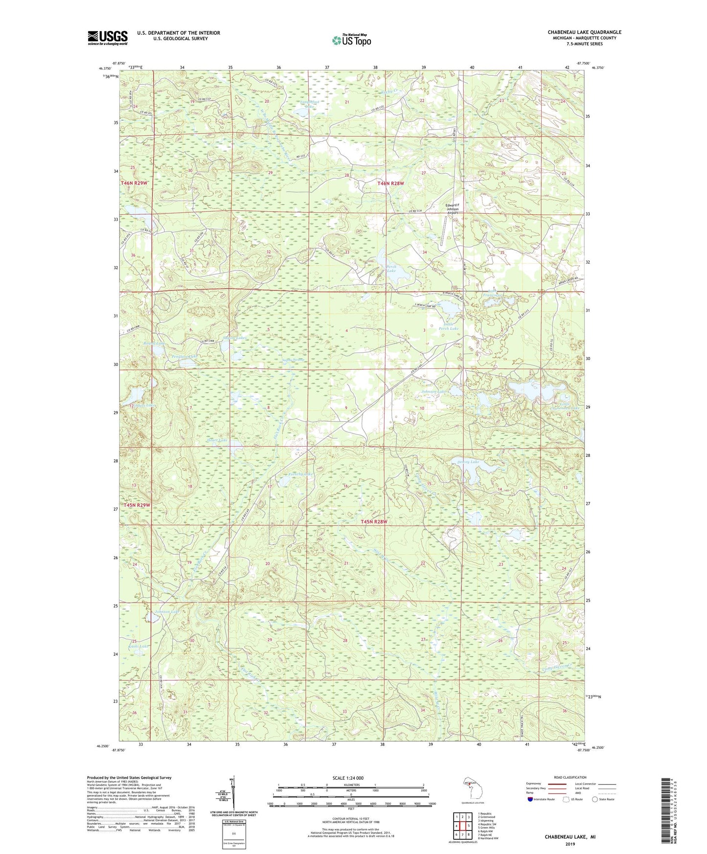 Chabeneau Lake Michigan US Topo Map Image