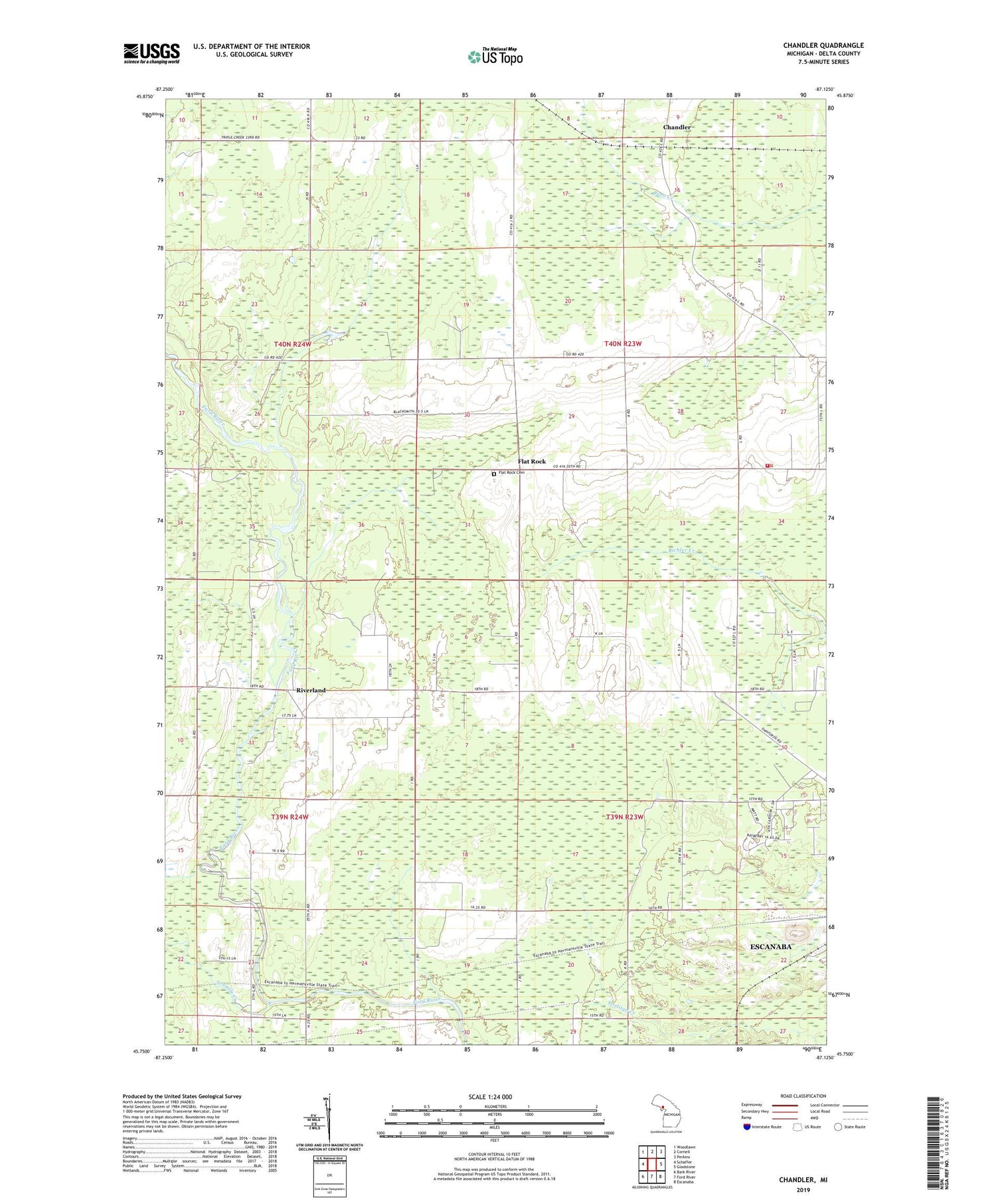 Chandler Michigan US Topo Map Image
