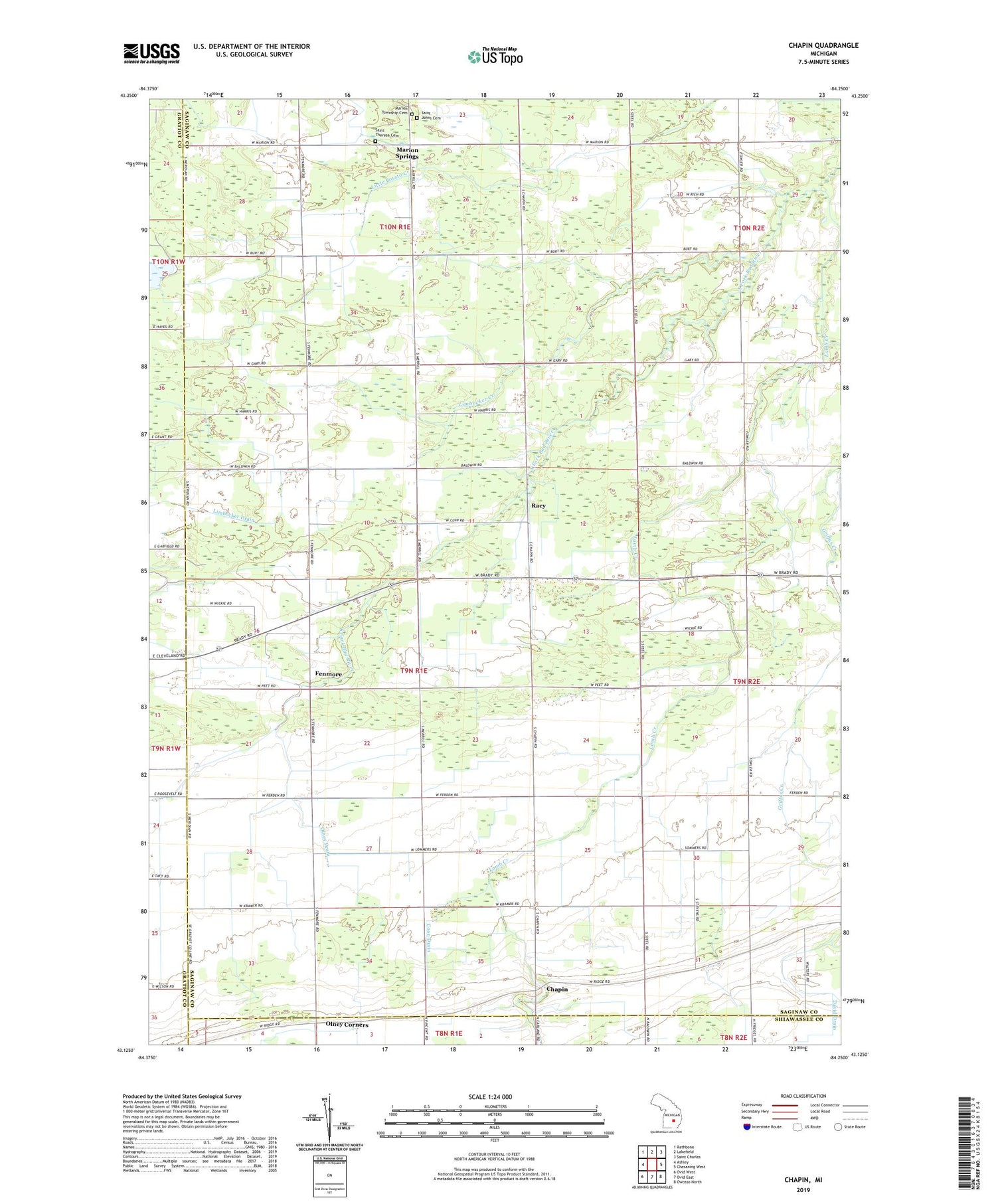 Chapin Michigan US Topo Map Image