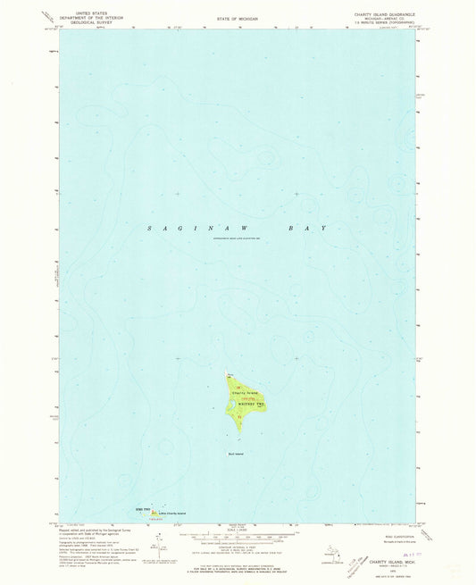 Classic USGS Charity Island Michigan 7.5'x7.5' Topo Map Image