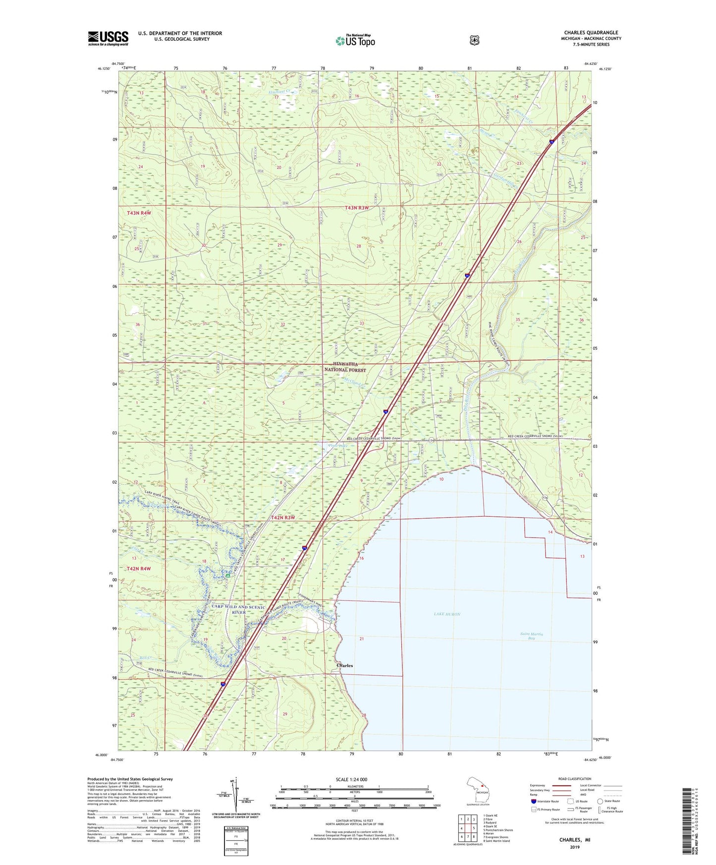 Charles Michigan US Topo Map Image