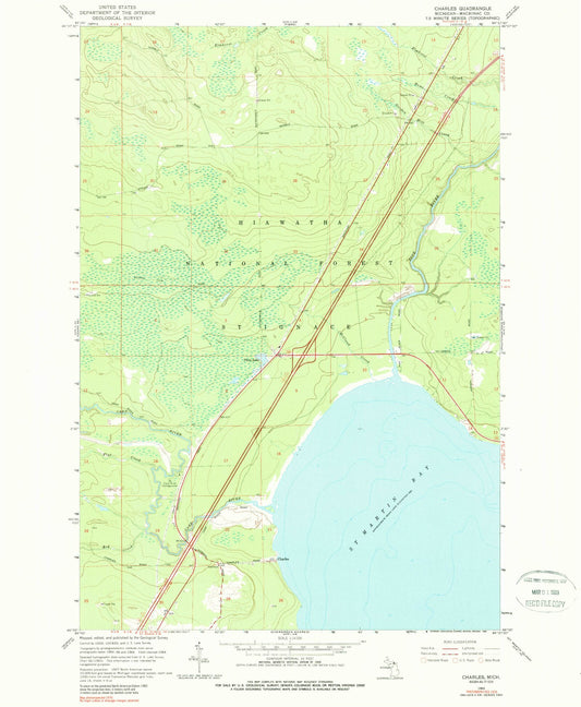 Classic USGS Charles Michigan 7.5'x7.5' Topo Map Image