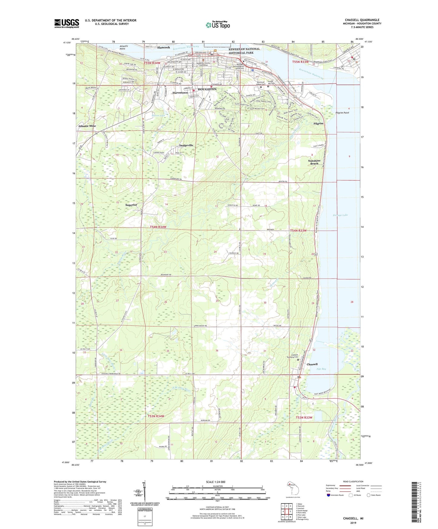 Chassell Michigan US Topo Map Image