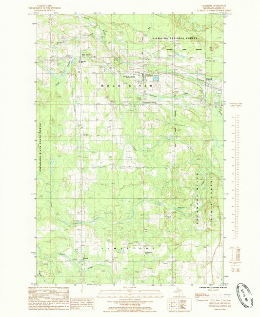 Classic USGS Chatham Michigan 7.5'x7.5' Topo Map Image
