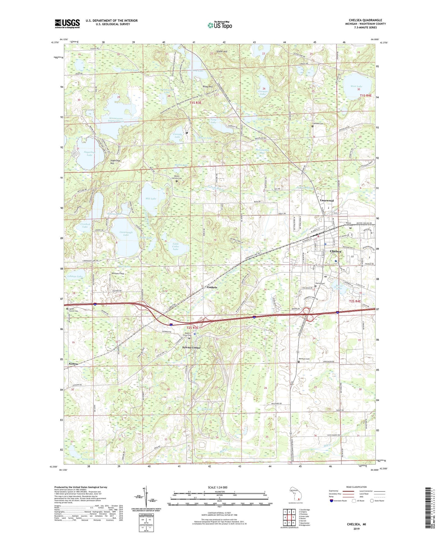 Chelsea Michigan US Topo Map Image
