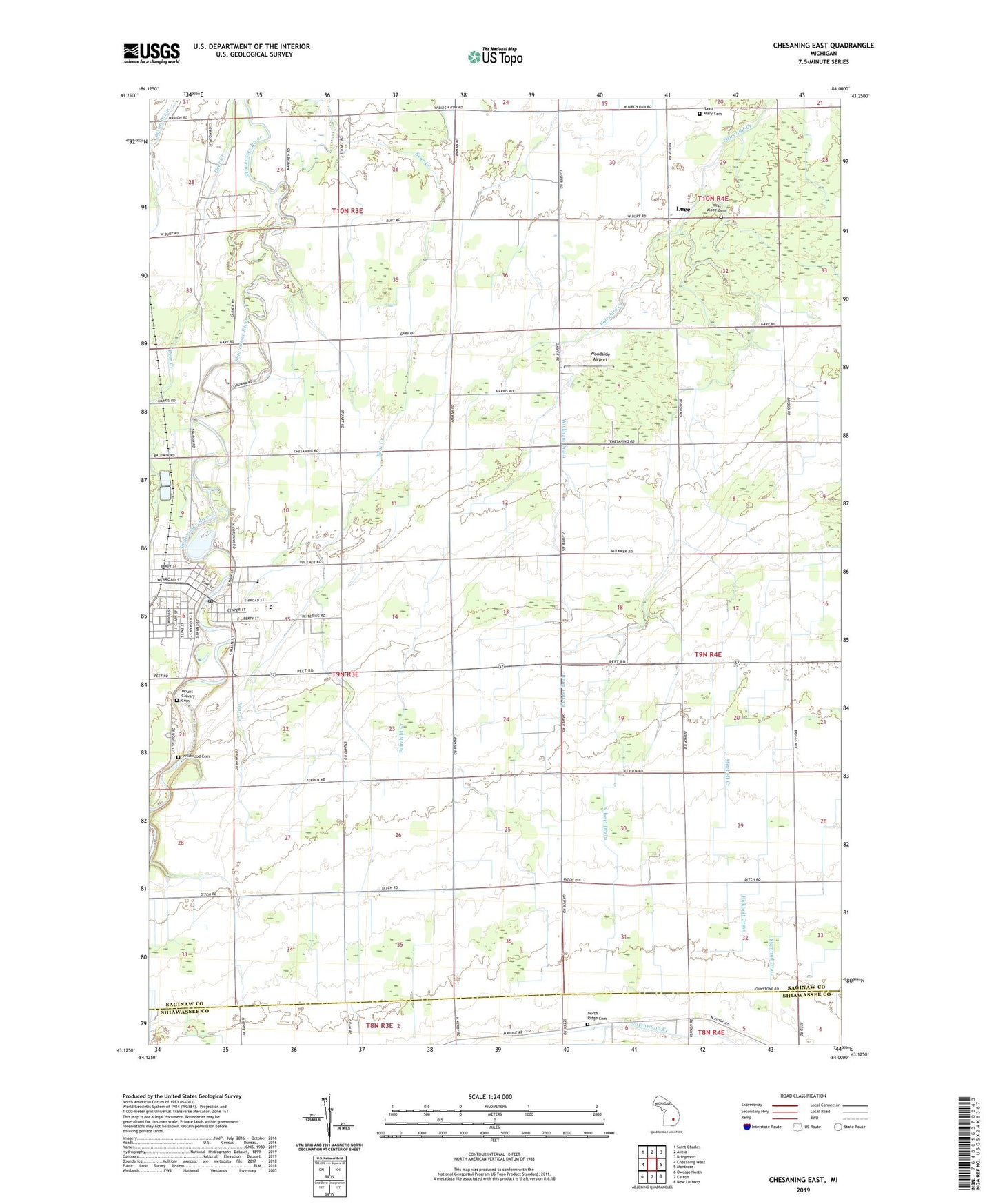 Chesaning East Michigan US Topo Map Image