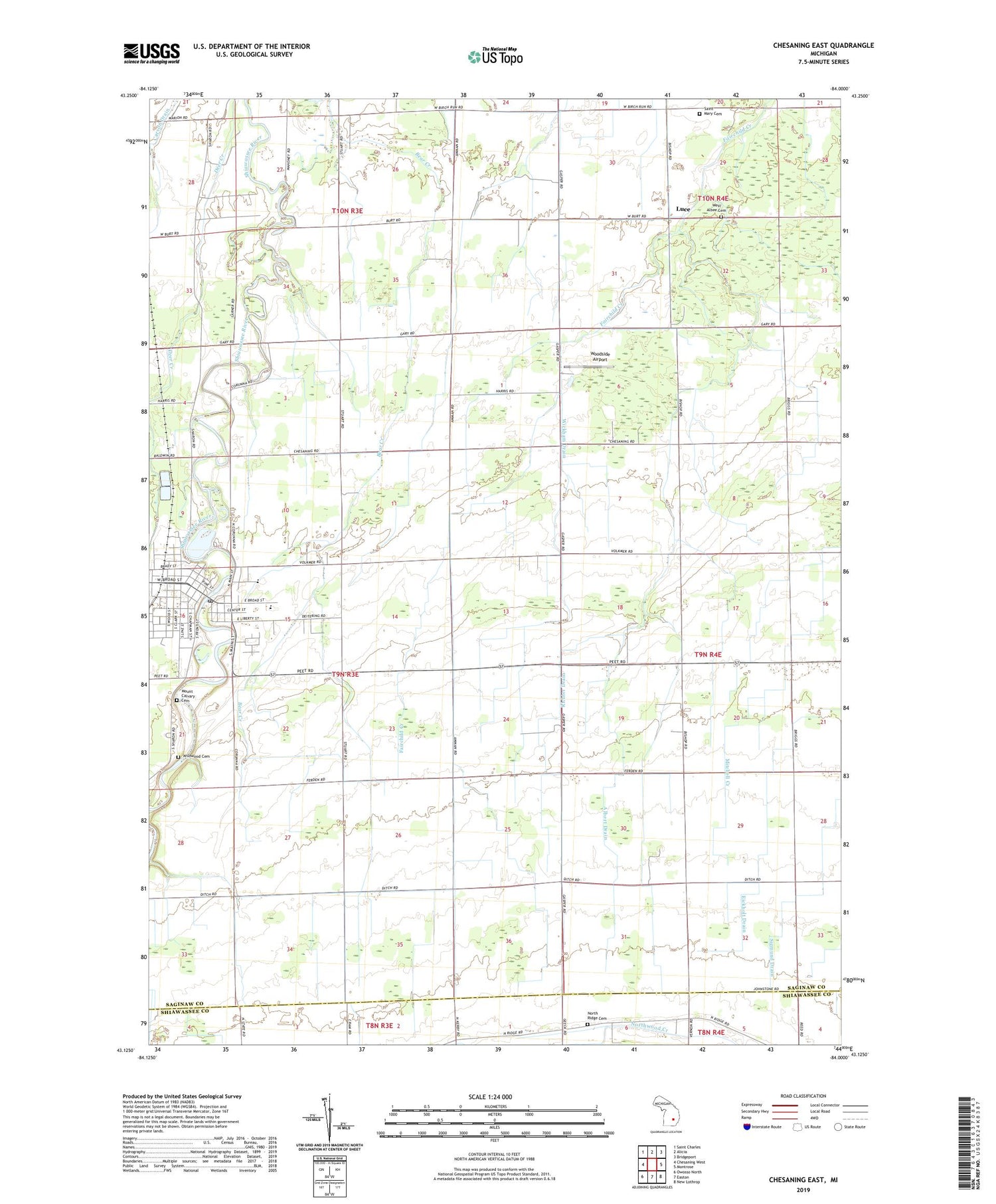 Chesaning East Michigan US Topo Map Image