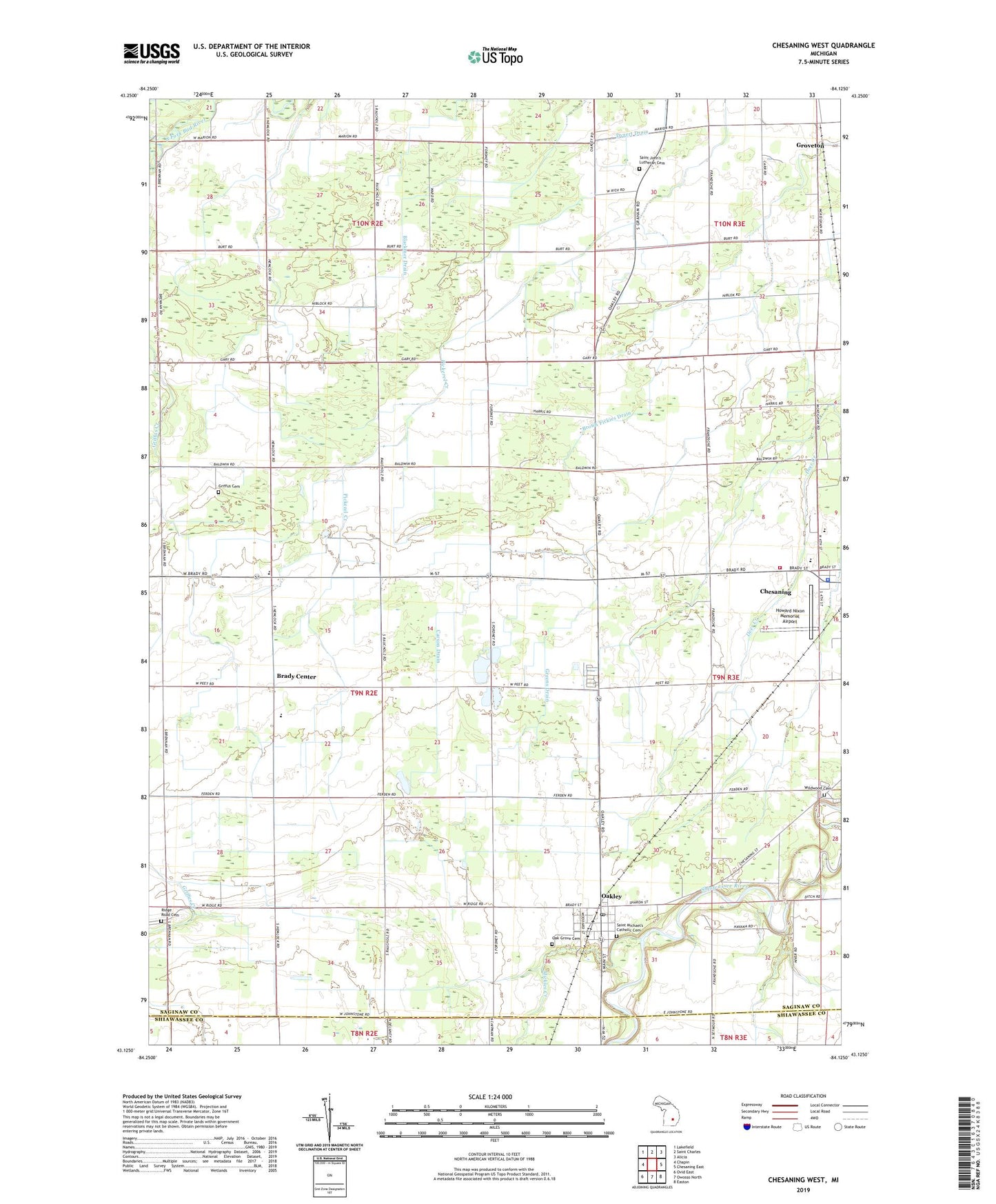Chesaning West Michigan US Topo Map Image
