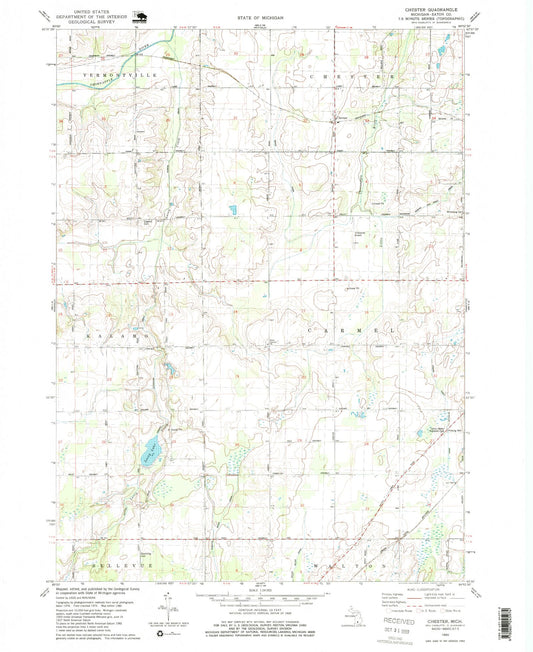 Classic USGS Chester Michigan 7.5'x7.5' Topo Map Image