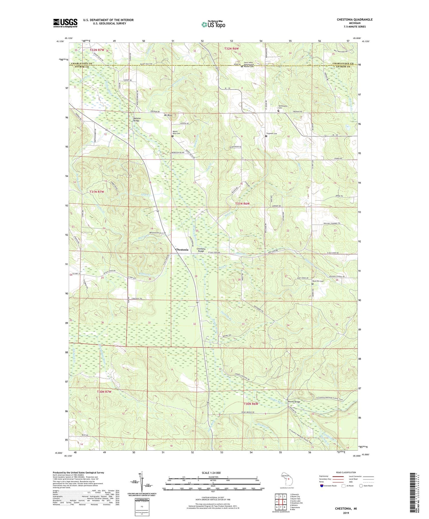 Chestonia Michigan US Topo Map Image