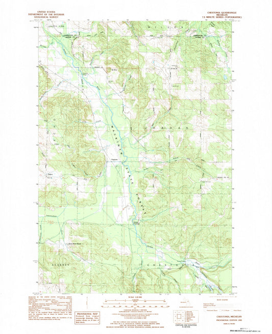 Classic USGS Chestonia Michigan 7.5'x7.5' Topo Map Image