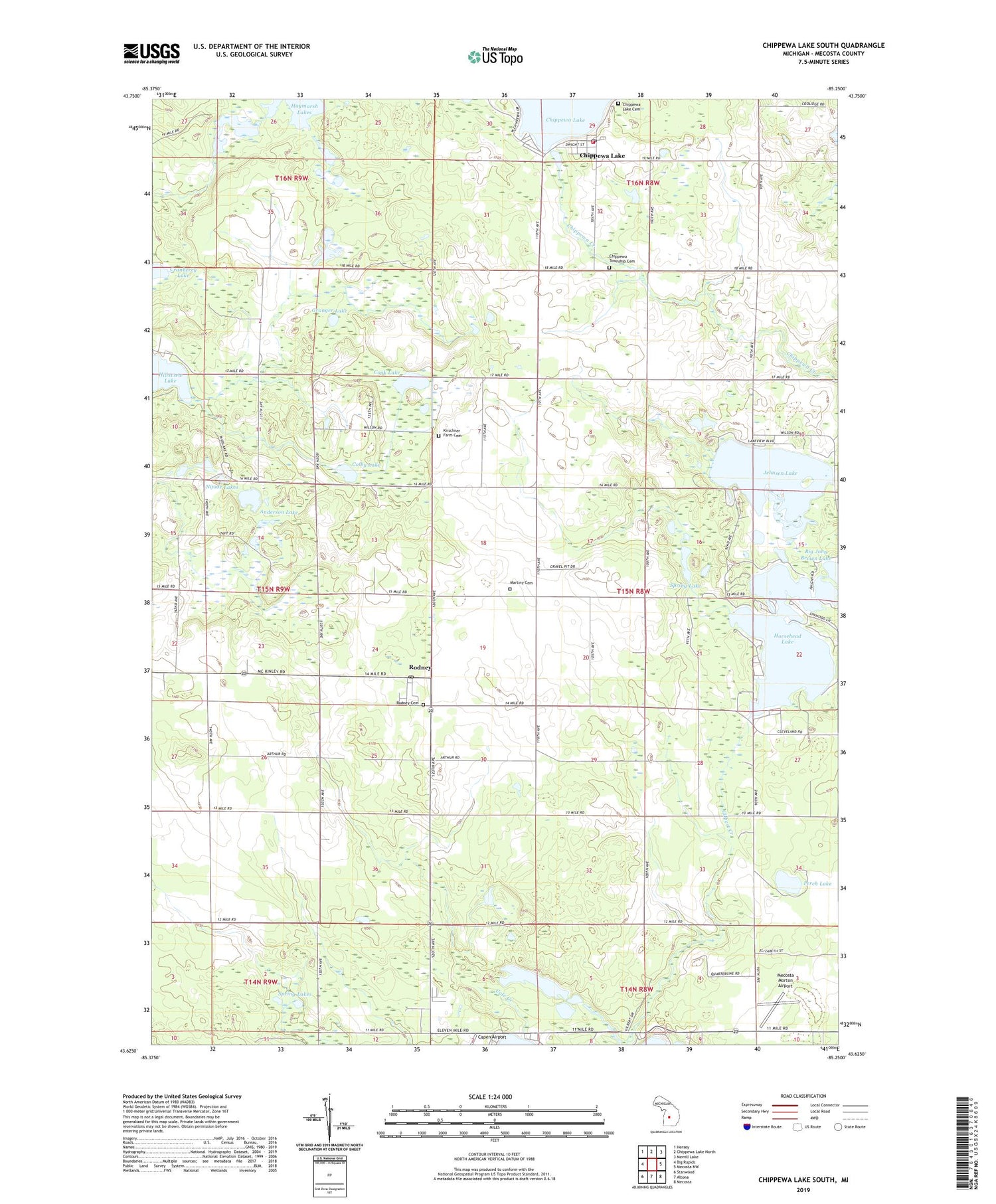 Chippewa Lake South Michigan US Topo Map Image