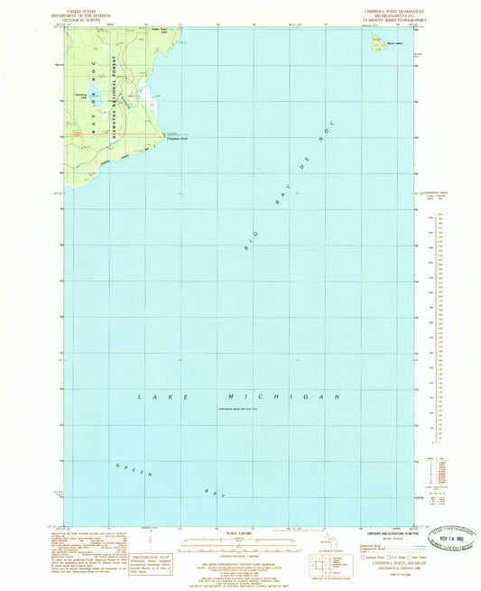 Classic USGS Chippewa Point Michigan 7.5'x7.5' Topo Map Image