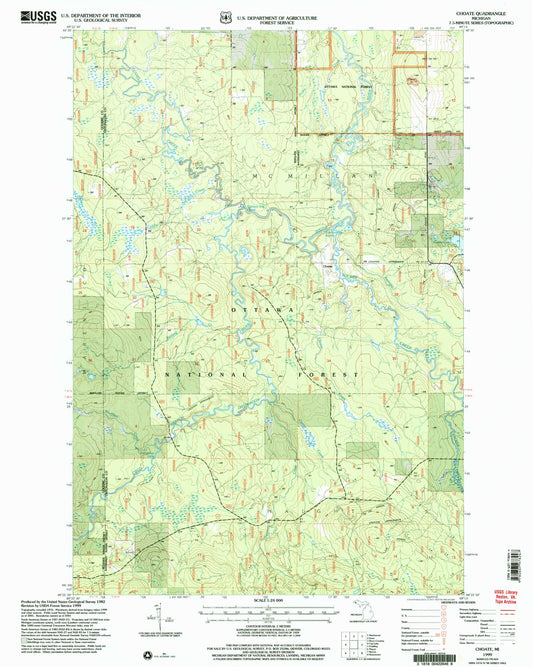 Classic USGS Choate Michigan 7.5'x7.5' Topo Map Image