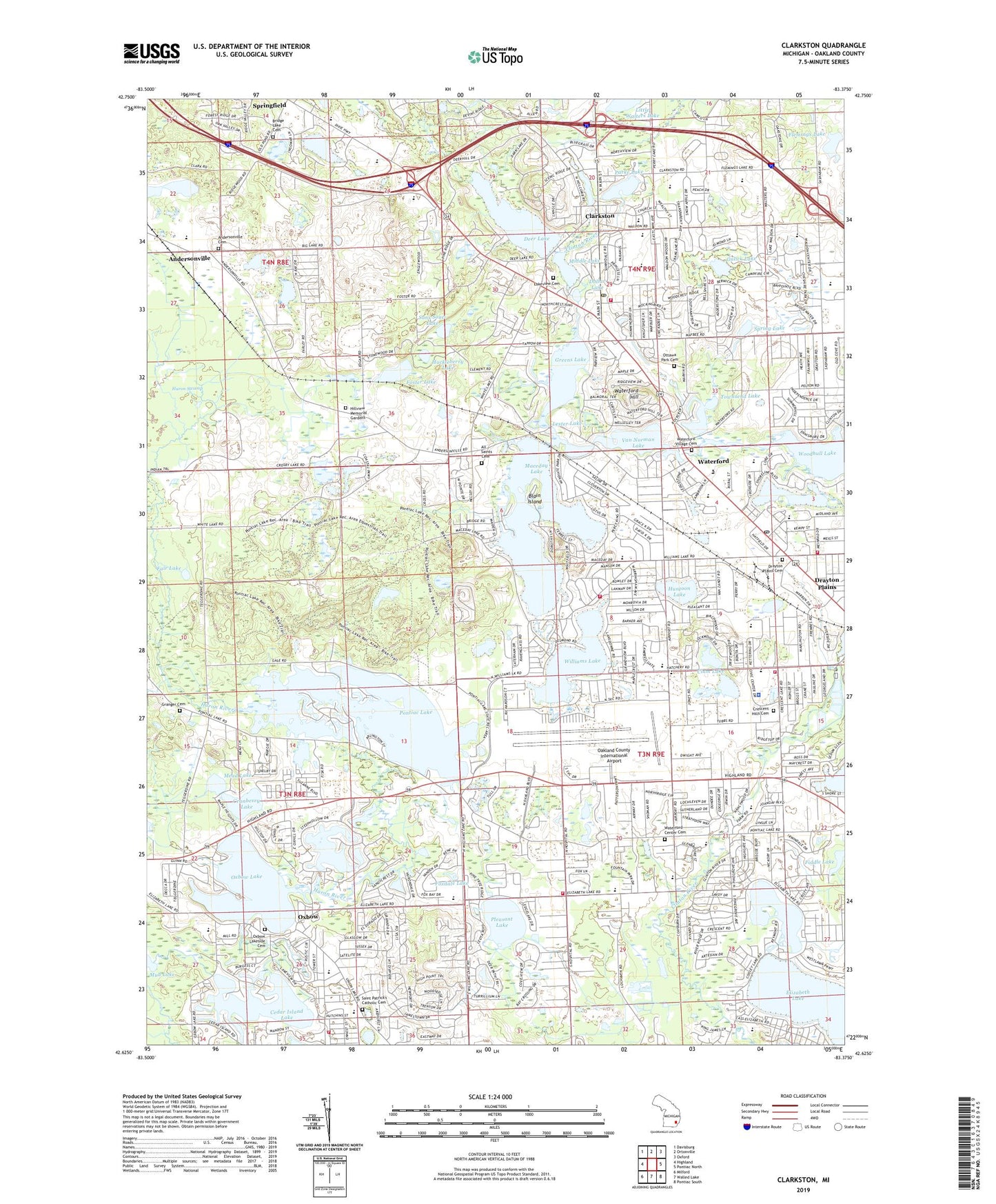 Clarkston Michigan US Topo Map Image