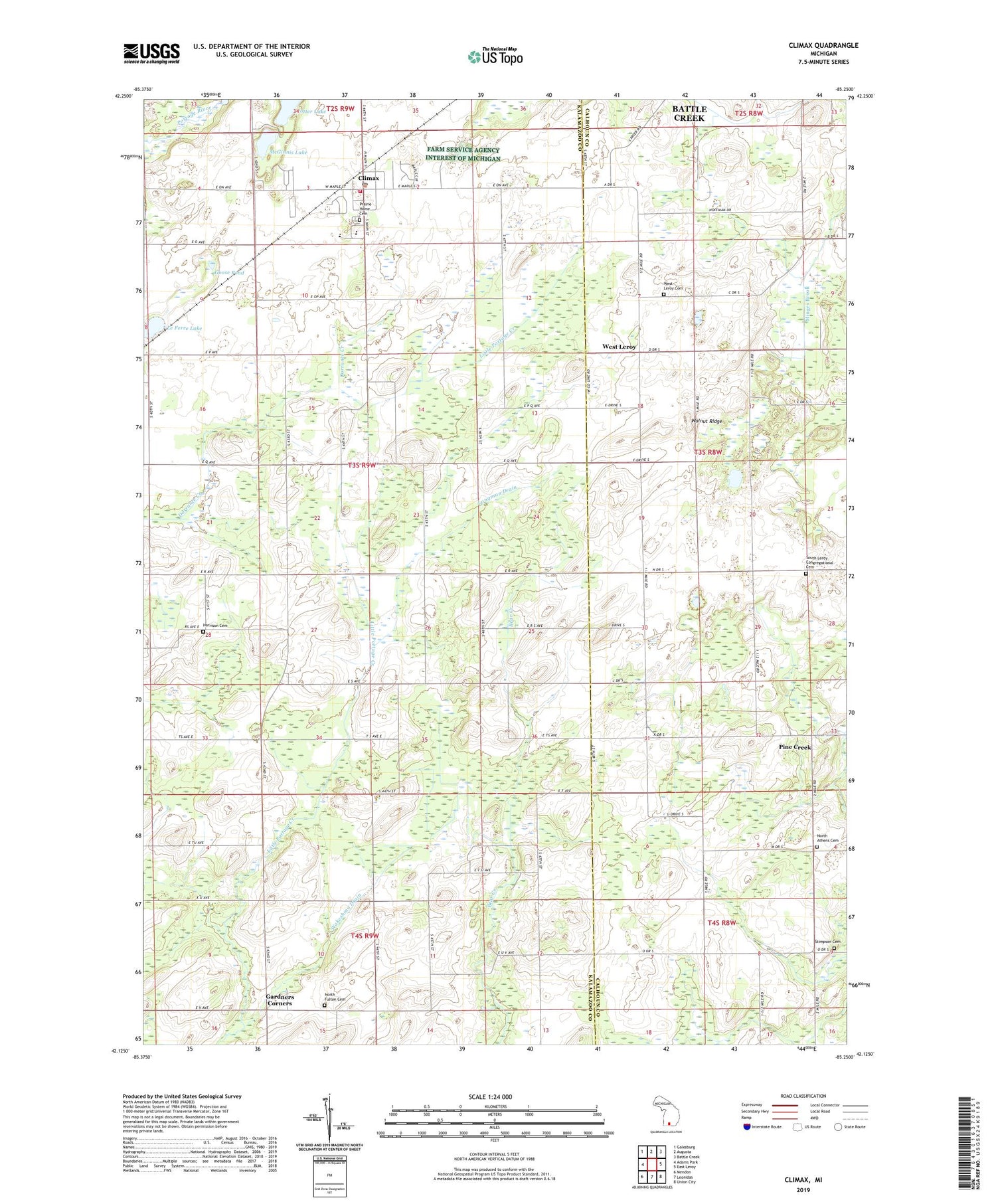 Climax Michigan US Topo Map Image