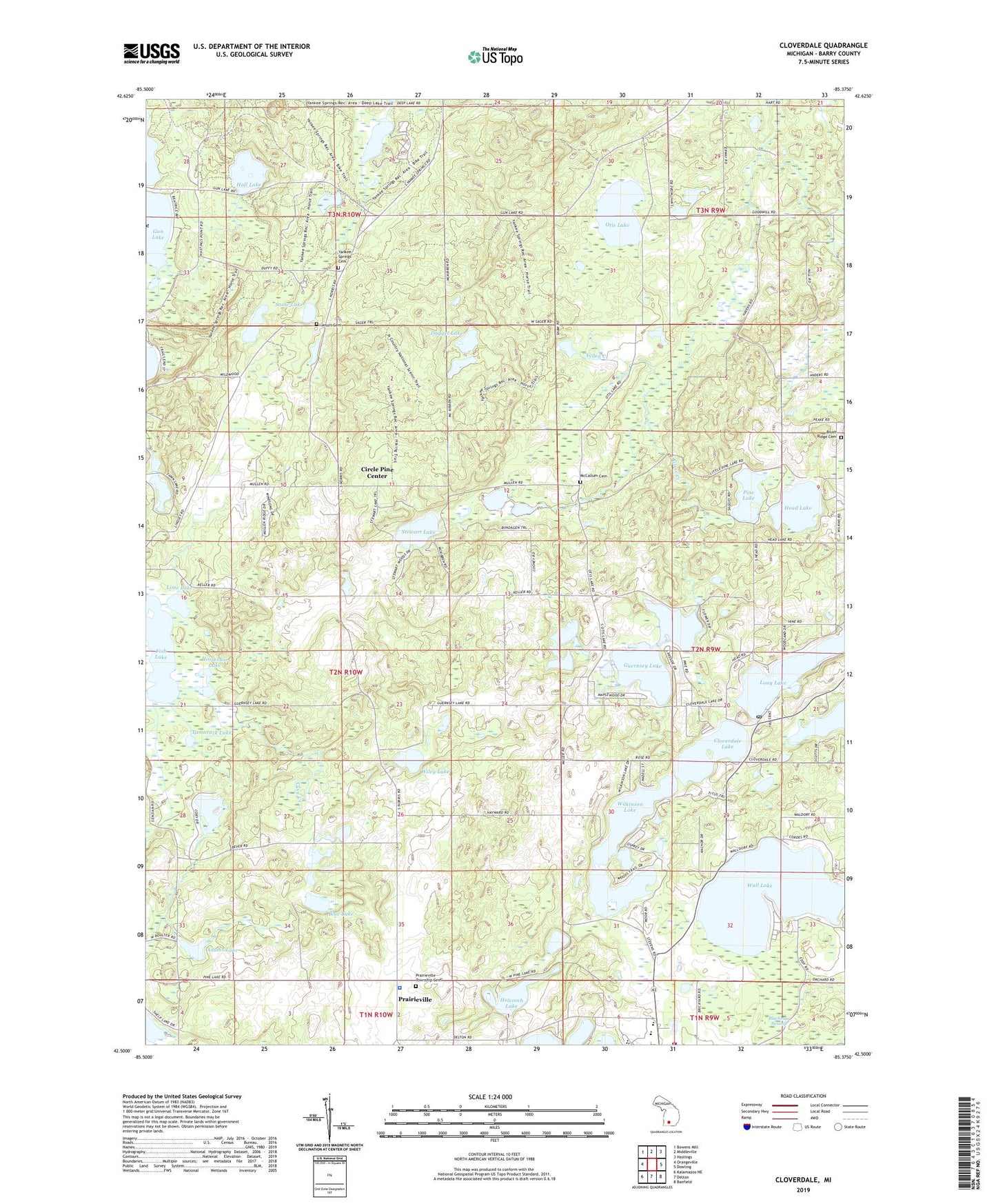 Cloverdale Michigan US Topo Map Image