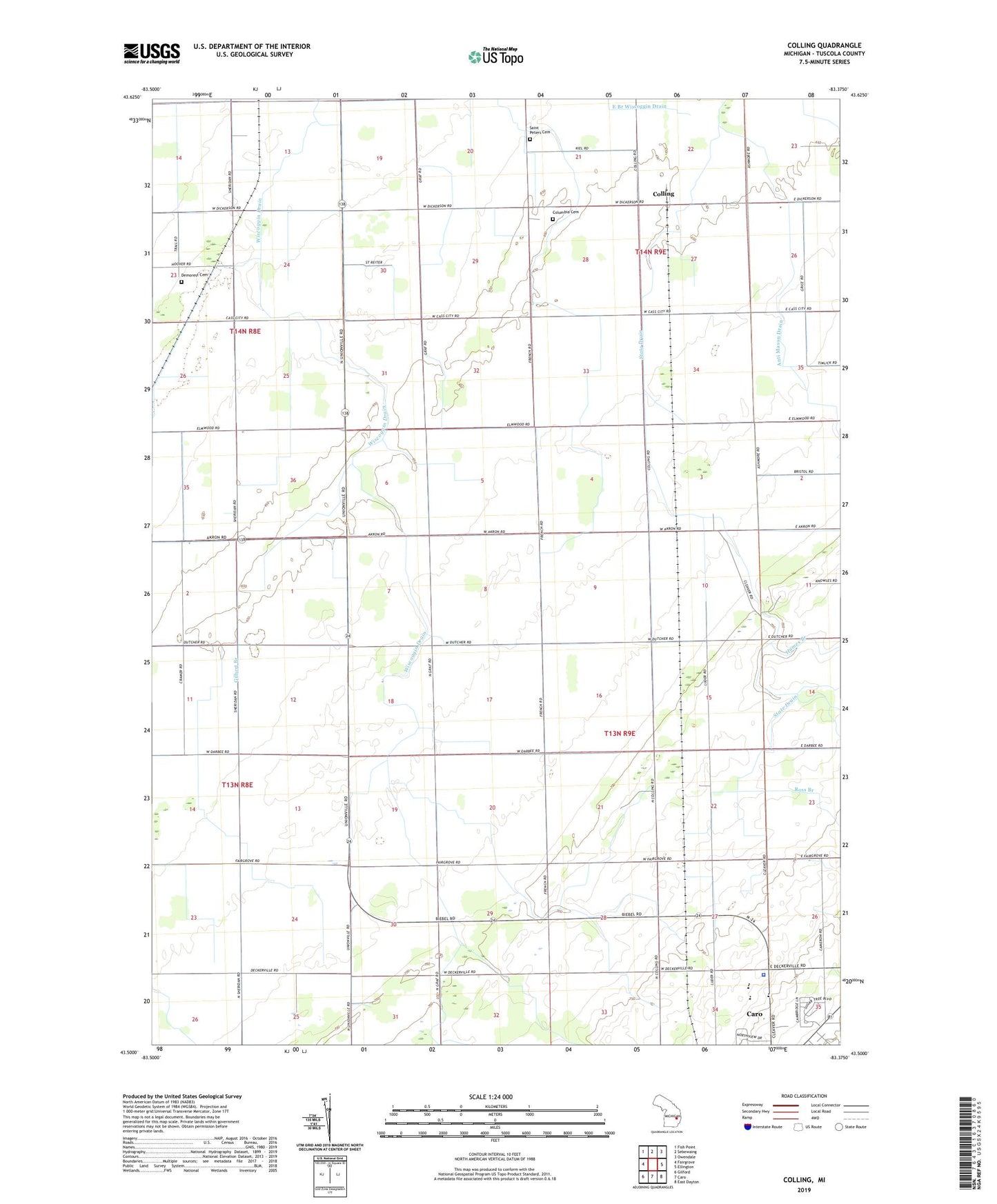 Colling Michigan US Topo Map Image