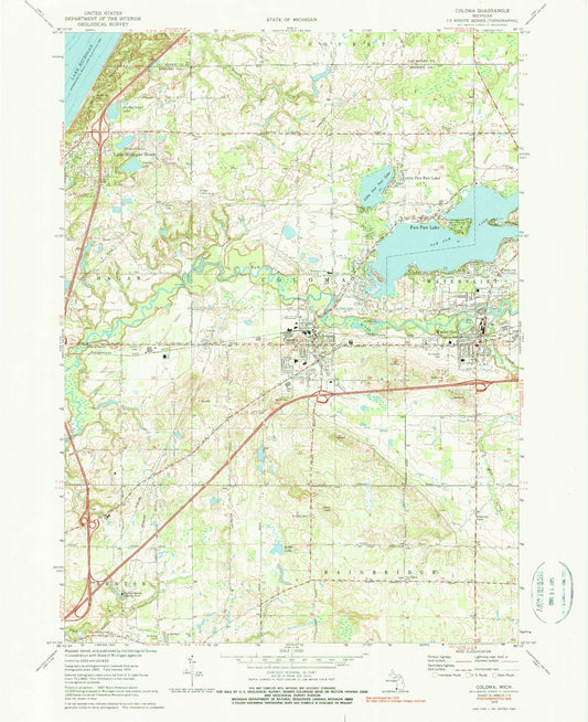 Classic USGS Coloma Michigan 7.5'x7.5' Topo Map Image