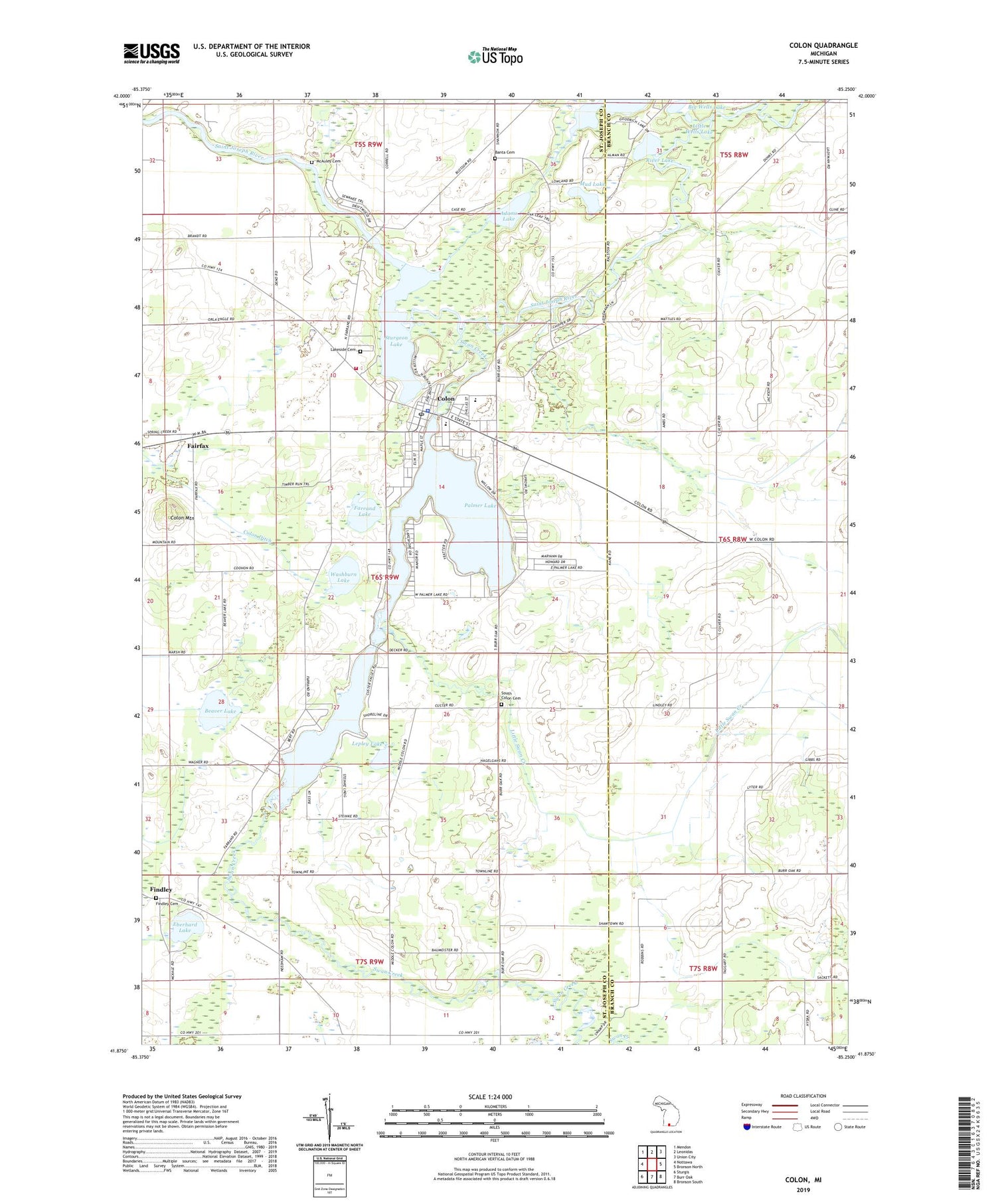 Colon Michigan US Topo Map Image