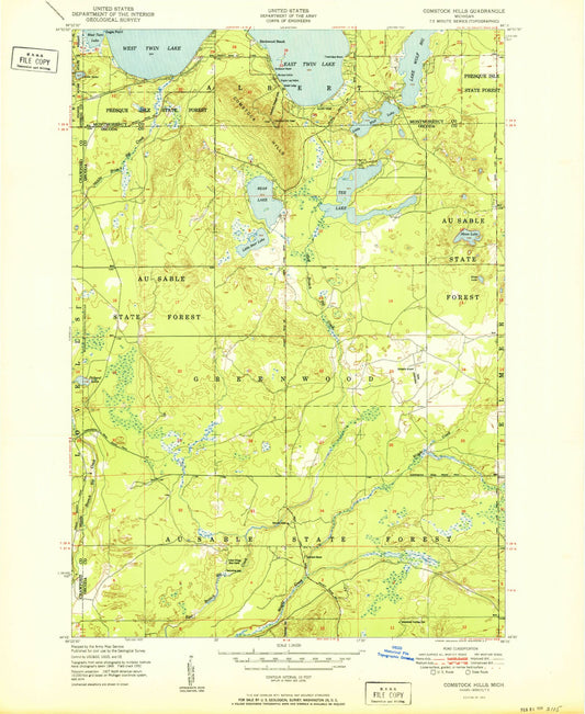 Classic USGS Comstock Hills Michigan 7.5'x7.5' Topo Map Image