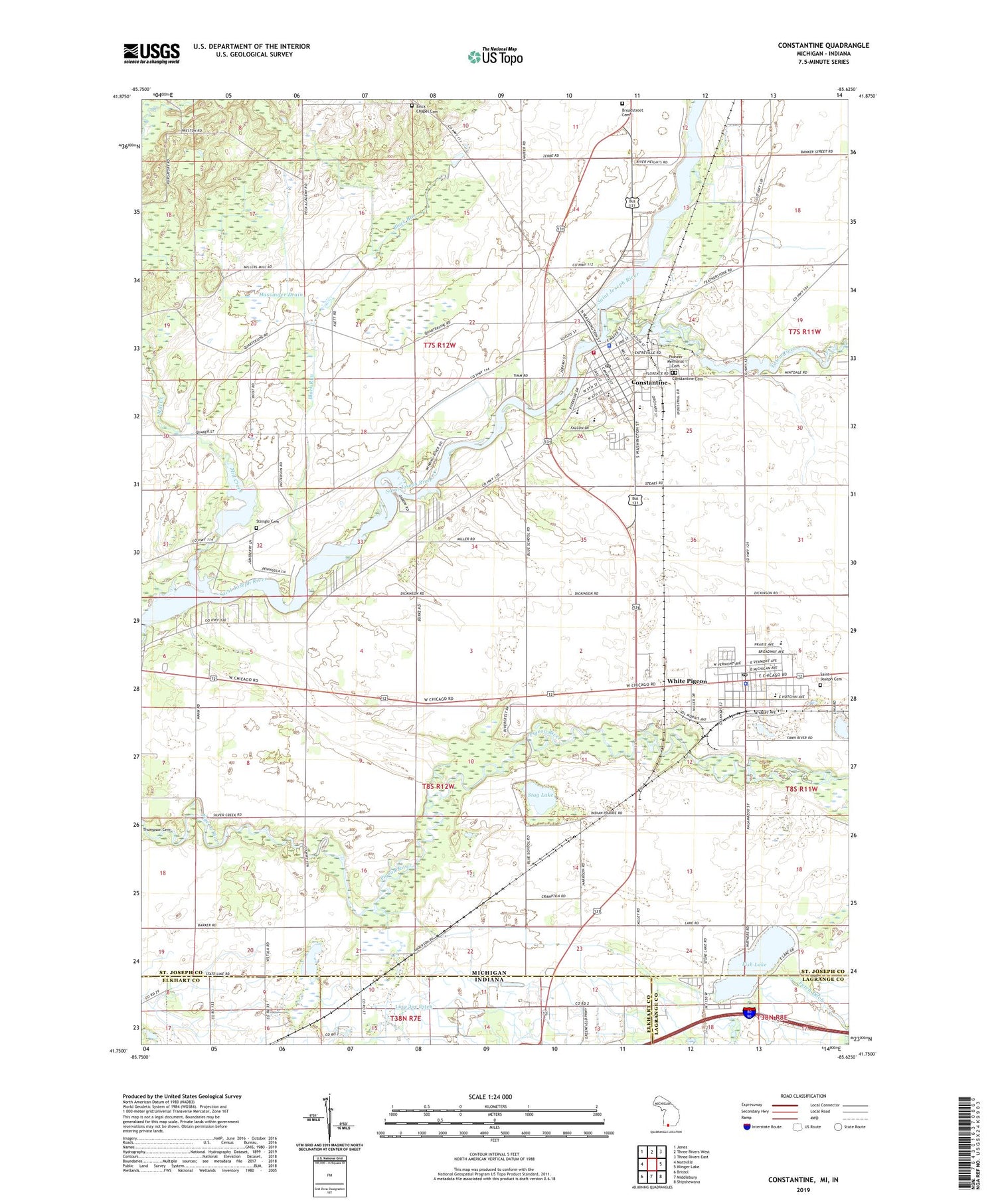 Constantine Michigan US Topo Map Image