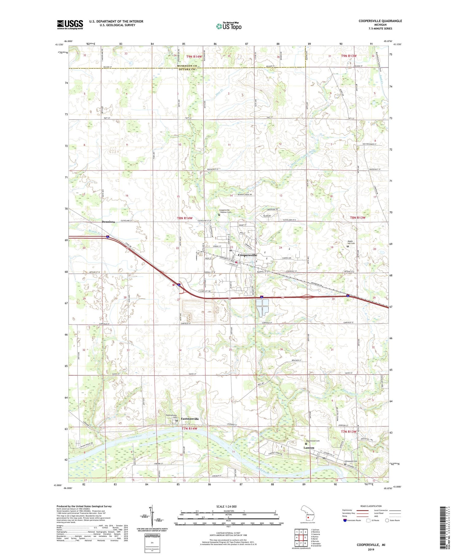 Coopersville Michigan US Topo Map Image