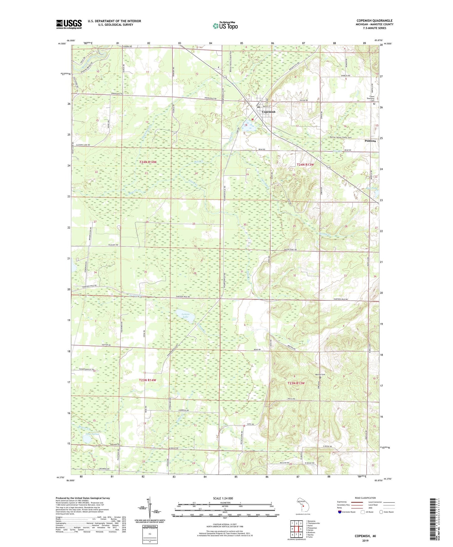 Copemish Michigan US Topo Map Image