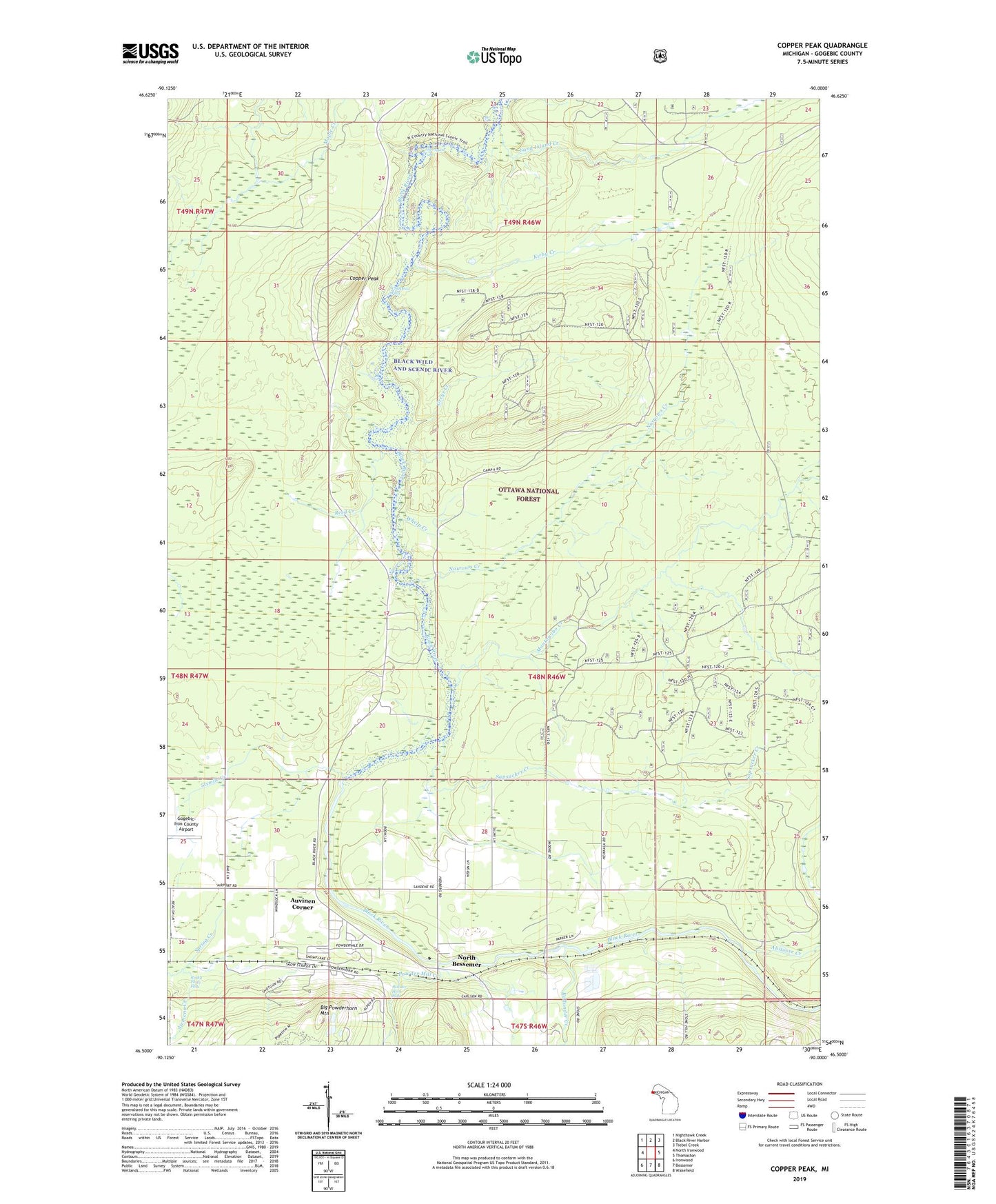 Copper Peak Michigan US Topo Map Image