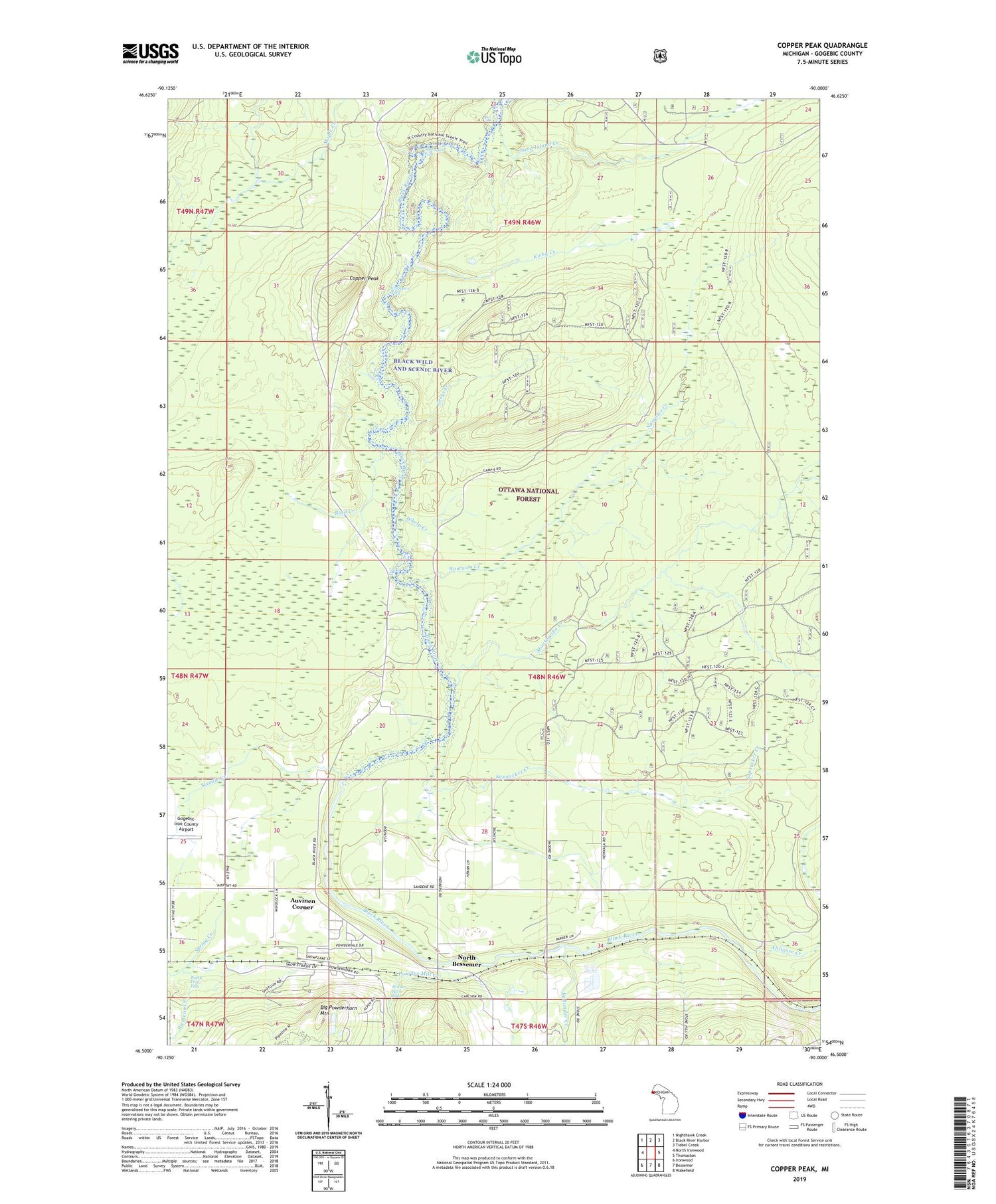 Copper Peak Michigan US Topo Map Image