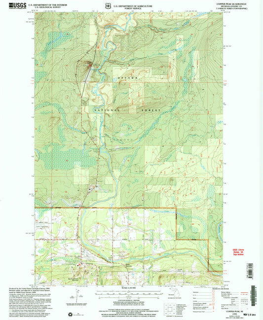 Classic USGS Copper Peak Michigan 7.5'x7.5' Topo Map Image