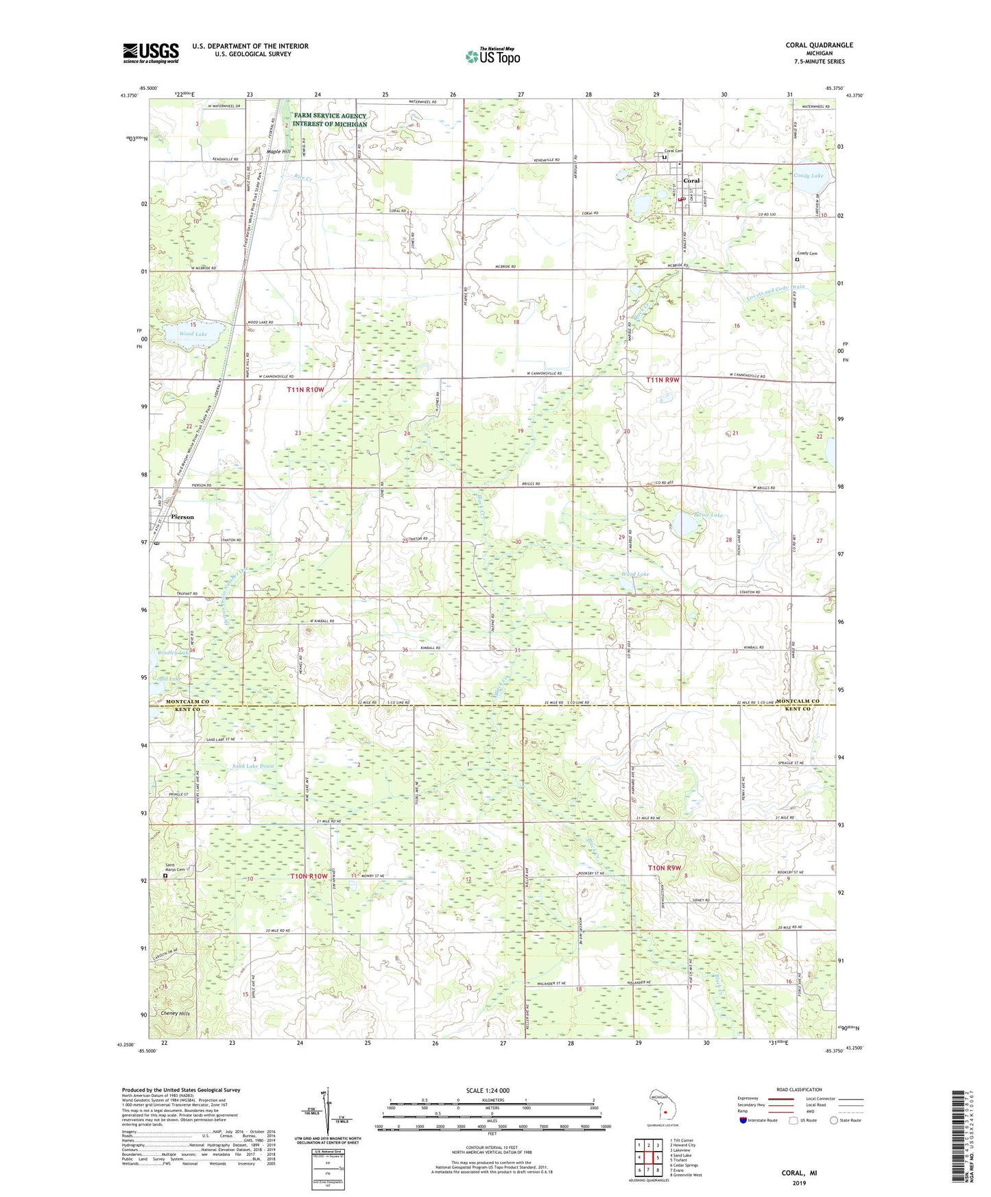 Coral Michigan US Topo Map Image