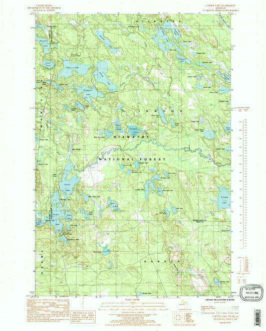 Classic USGS Corner Lake Michigan 7.5'x7.5' Topo Map Image