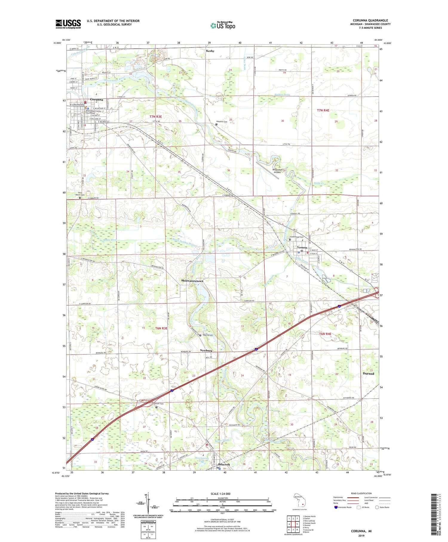 Corunna Michigan US Topo Map Image