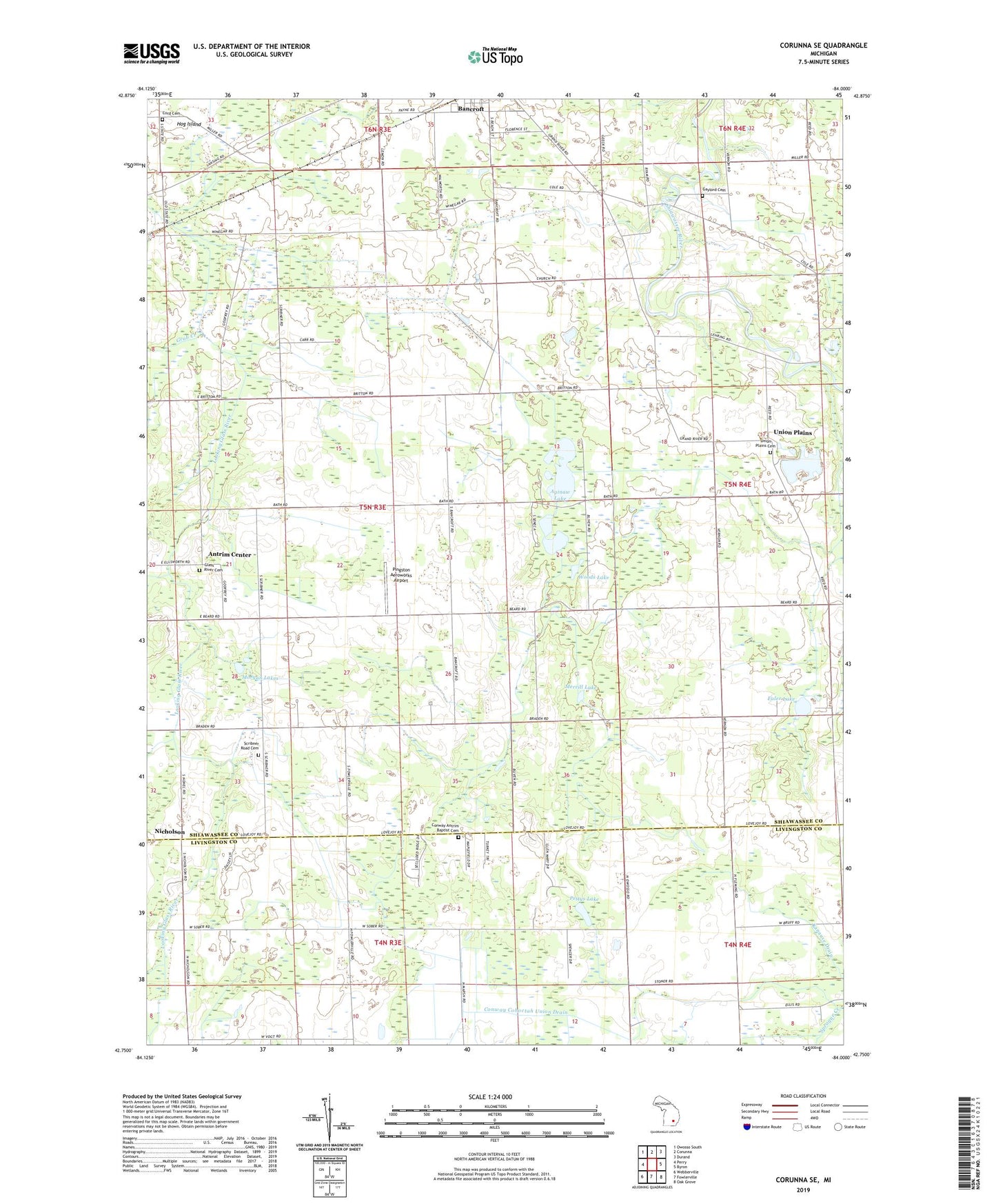 Corunna SE Michigan US Topo Map Image