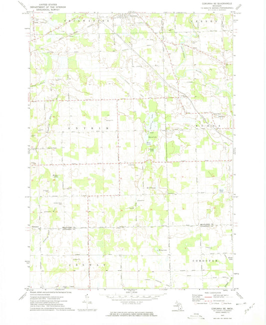 Classic USGS Corunna SE Michigan 7.5'x7.5' Topo Map Image