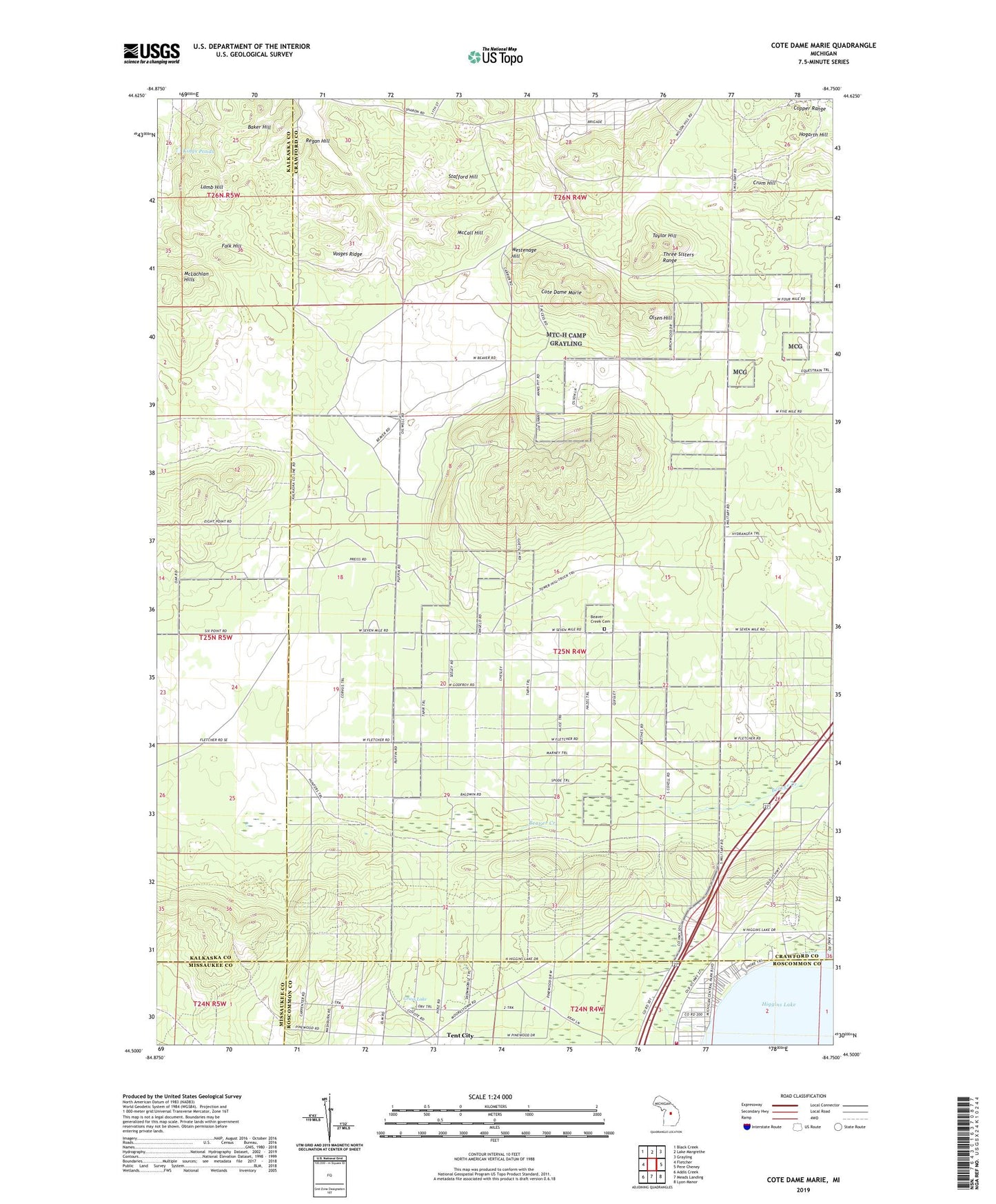 Cote Dame Marie Michigan US Topo Map Image