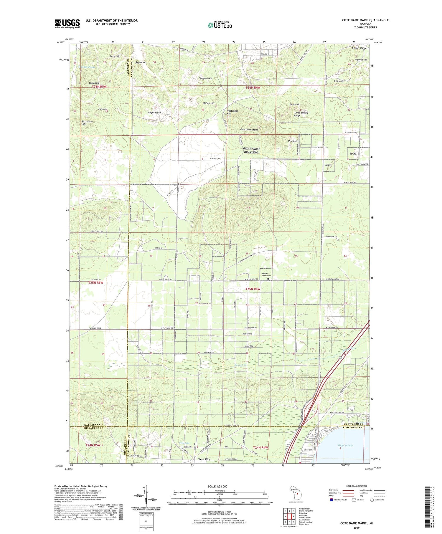 Cote Dame Marie Michigan US Topo Map Image