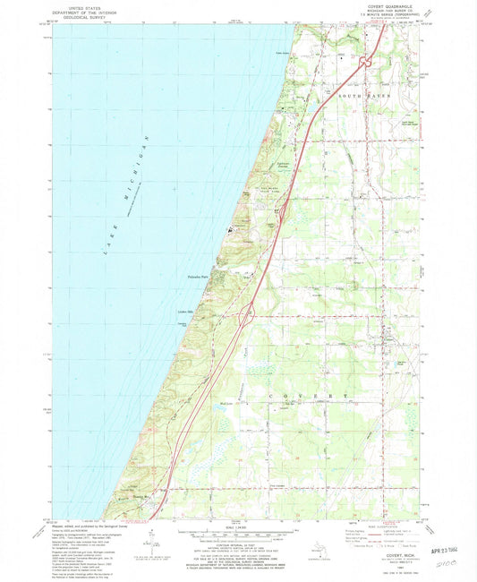 Classic USGS Covert Michigan 7.5'x7.5' Topo Map Image