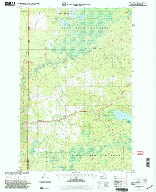 Classic USGS Covington Michigan 7.5'x7.5' Topo Map Image