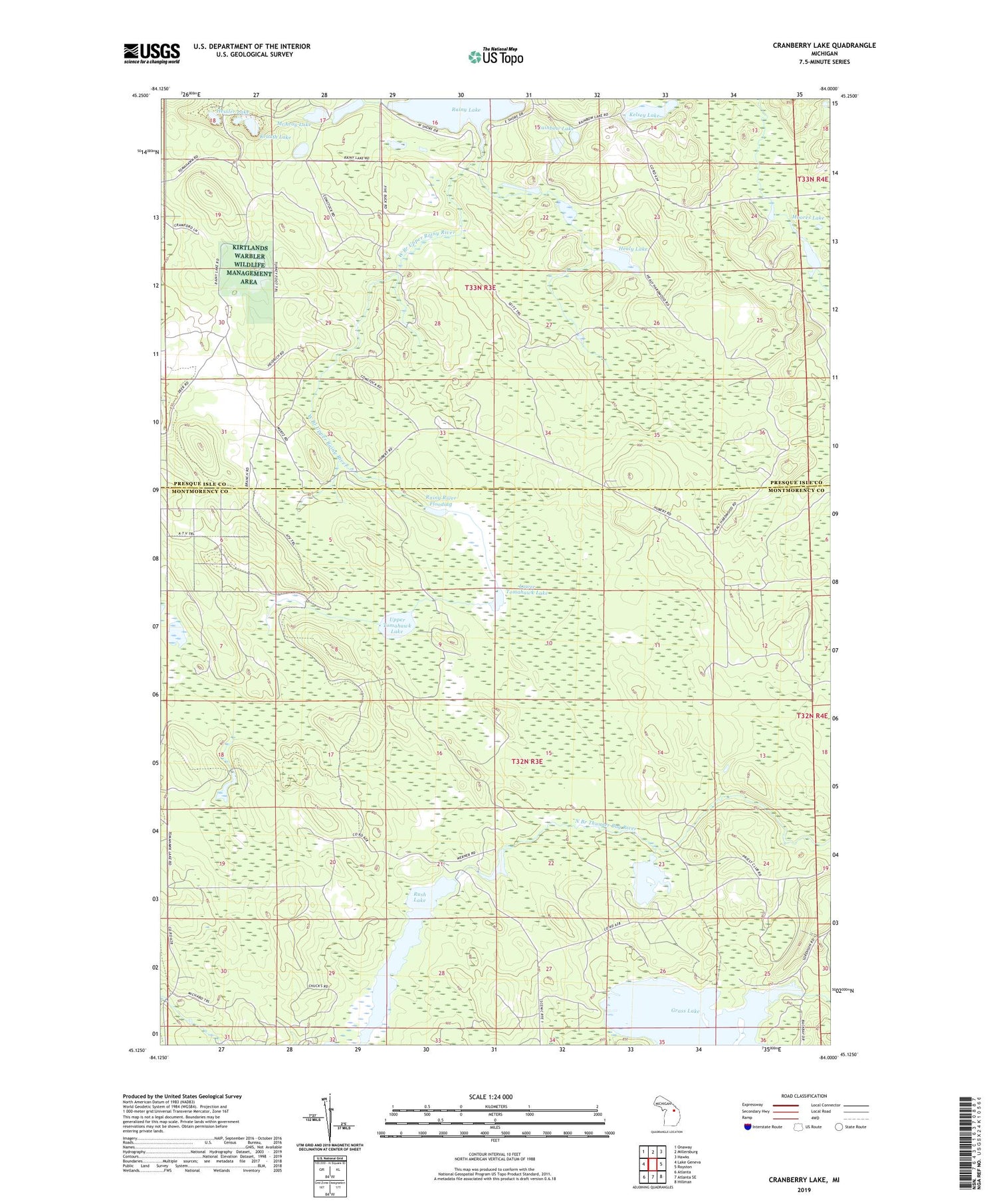 Cranberry Lake Michigan US Topo Map Image